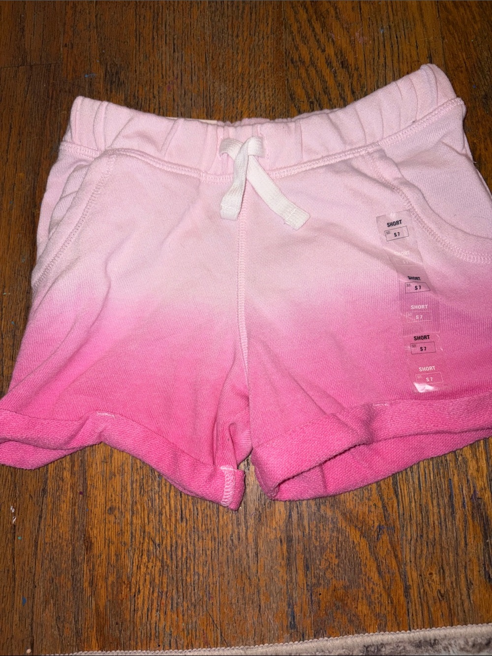 So French terry roll cuff short pink ombré